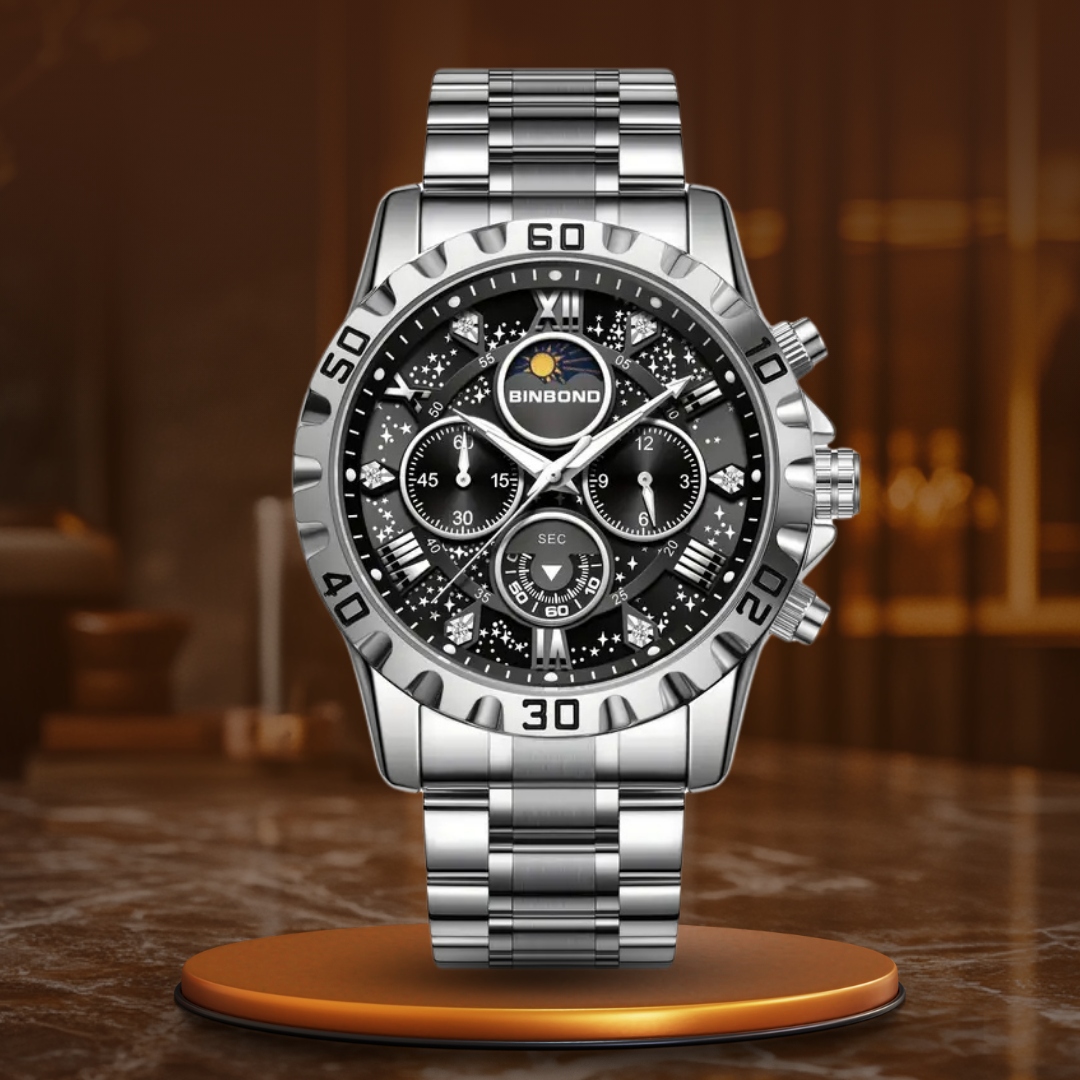 Luxuriöse Chronographenuhr mit Metallarmband
