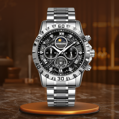 Luxuriöse Chronographenuhr mit Metallarmband