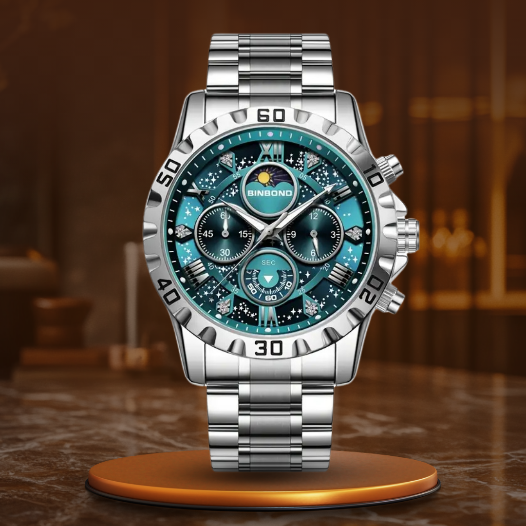 Luxuriöse Chronographenuhr mit Metallarmband