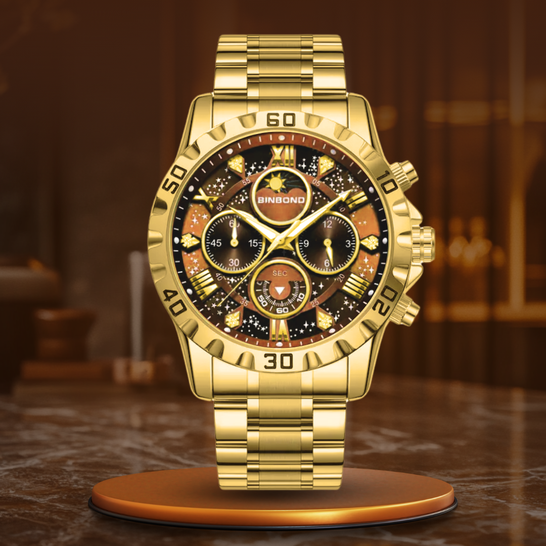 Luxuriöse Chronographenuhr mit Metallarmband